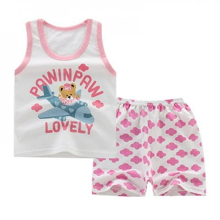 

Best Sale!Summer Children s Boys Suits Cartoon Cute Animal Cotton Kids Vest+Shorts Two-Piece Vest Suit For 0-6 Years Old