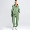 thumbnail image 2 of SUNBS Women's Sweatsuits 2 Piece Outfits Long Sleeve Half Zip Pullover and Baggy Sweatpants with Pockets, 2 of 6
