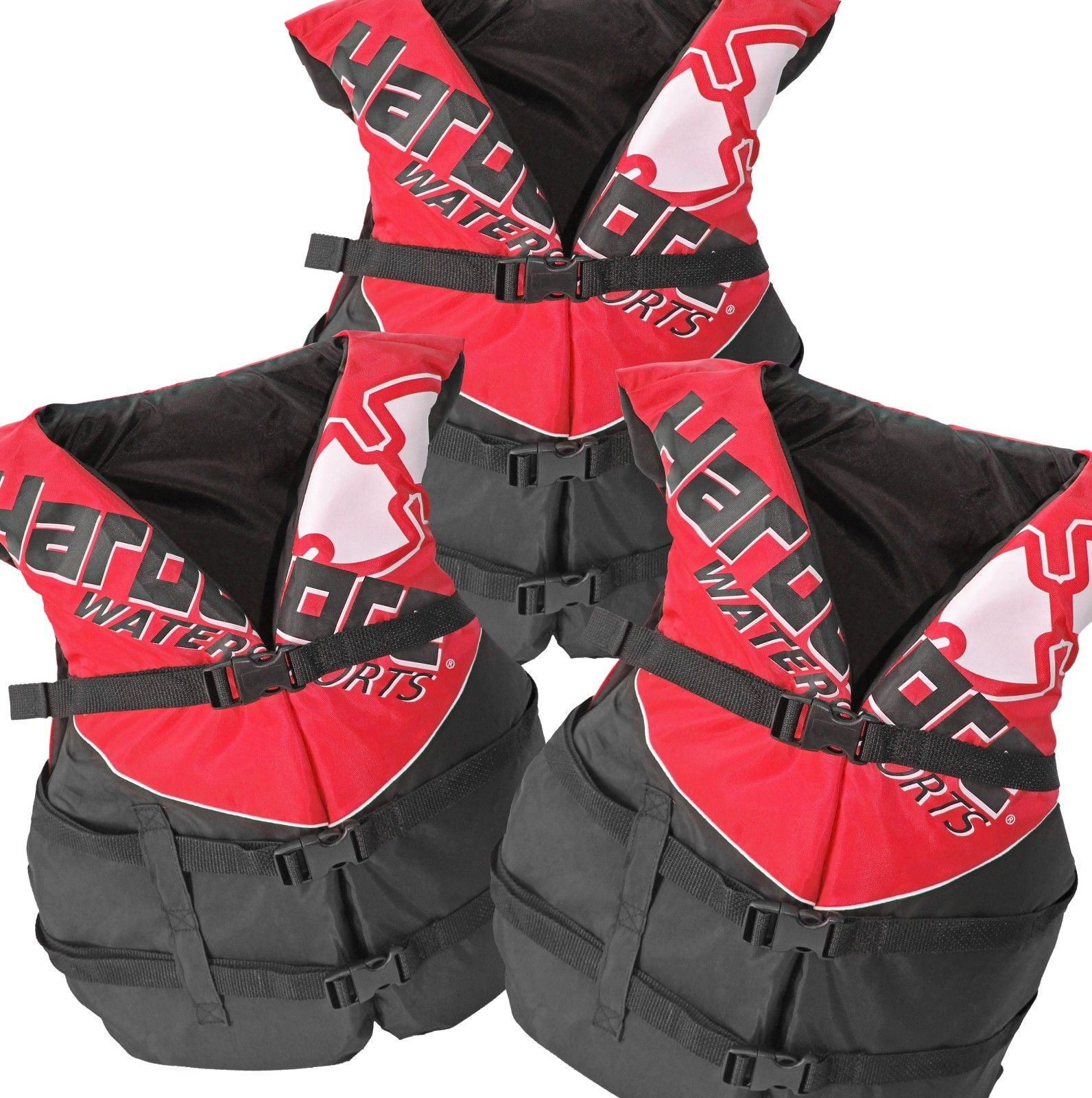 4 Pack Hardcore Deluxe Adult Life Jacket PFD Type III Coast Guard Ski Vest Red 
