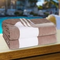 thumbnail image 6 of Superior Cabana Striped 2-Piece Oversized Cotton Beach Towel Set, Taupe, 6 of 9