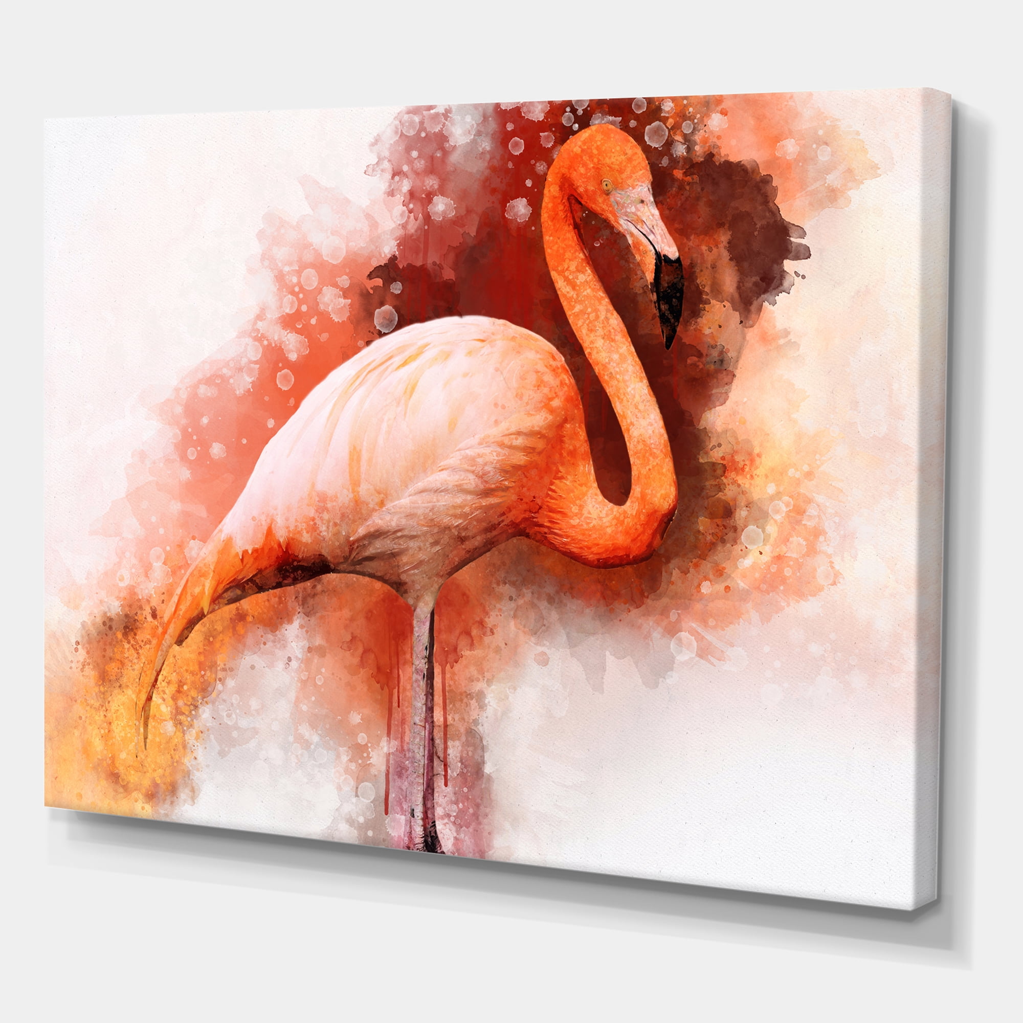 Abstract Portrait of Pink Flamingo II 8 in x 12 in Painting Canvas Art Print, by Designart