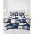 thumbnail image 2 of Twin XL Quilt Bedding Set, Navy Blue Geometric Reversible Summer Quilt 3 Pieces, Modern Abstract Art Rustic Lightweight Bedspreads Coverlets with 2 Pillow Shams for All Seasons, 2 of 5