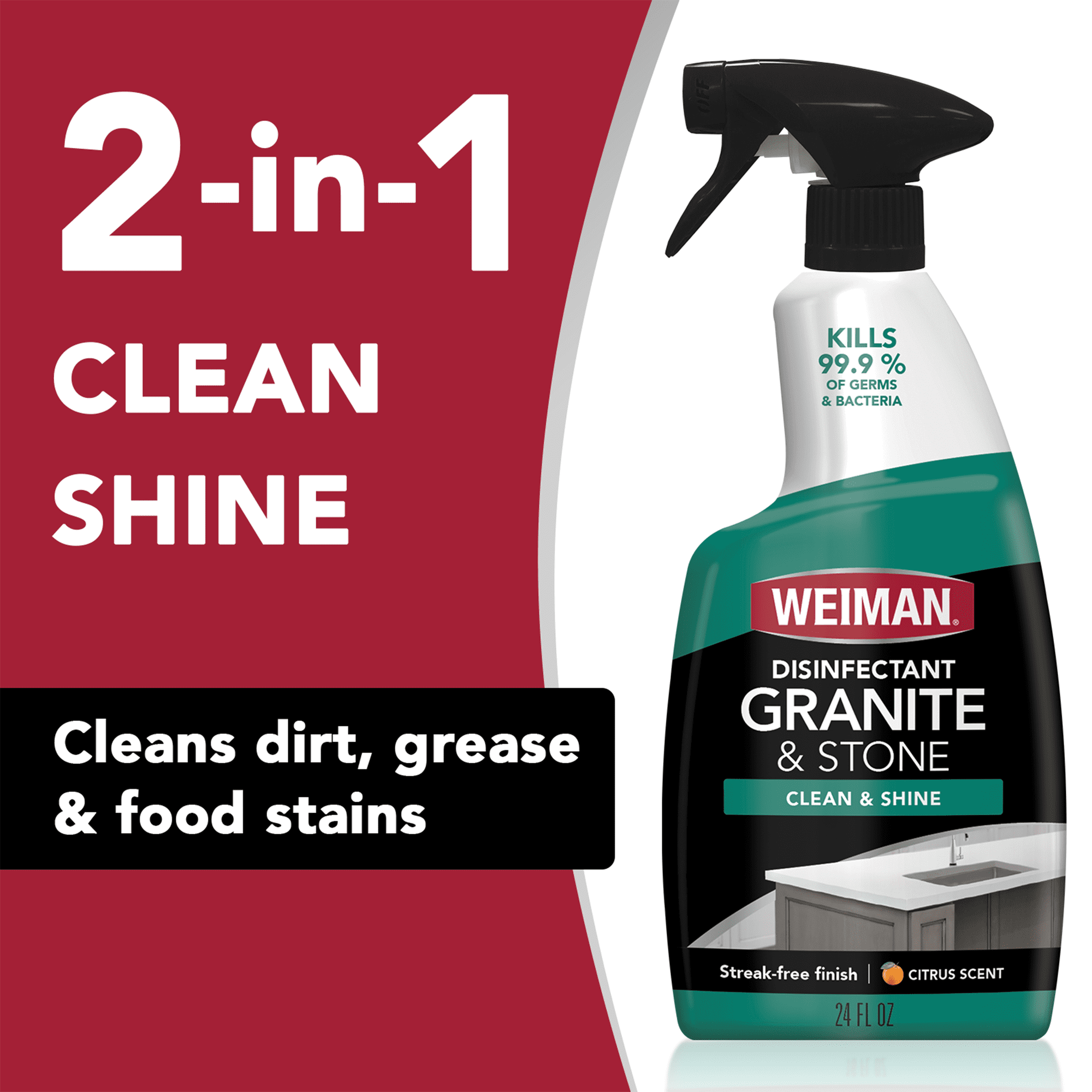 Weiman Granite & Stone Disinfectant Cleaner & Polish, 24 fl oz