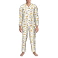 thumbnail image 3 of Naloa Rabbit And Milk Tea Men’s Pajamas Set - Long Sleeve Button Down Sleep Shirt and Pajama Bottoms Sleepwear Set-Large, 3 of 7