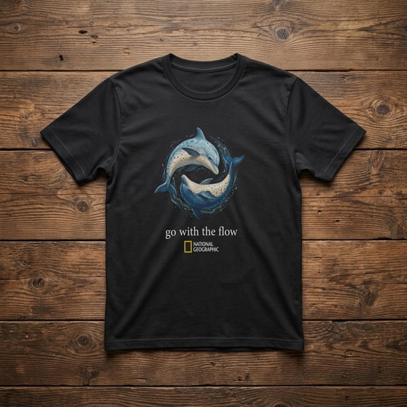 National Geographic Dolphin Graphic T-Shirt, Go With Flow Unisex Cotton Tee