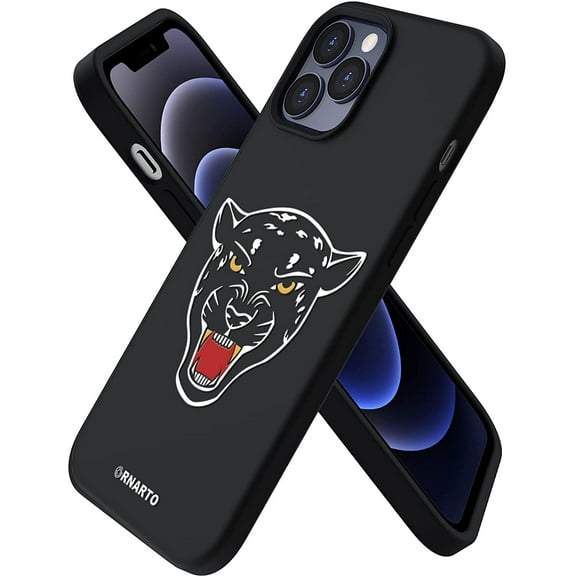 Compatible with iPhone 12 Pro Max Case 6.7” with Animal Printed Pattern, Slim Liquid Silicone 3 Layers Full Covered Soft Gel Rubber Phone Case Protective Cover 6.7 inch, Black Panther