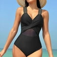 thumbnail image 4 of BONIXOOM Women Summer Bikini Solid Color Sexy Mesh Patchwork Hollowed Out Swimsuit, 4 of 7