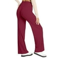 thumbnail image 3 of Women Pants Wide Leg Pants Woman High Waist Casual Pants With Lifting Soft Stretchy Comfy Trousers For Yoga Gym Workout Athletic Wear, 3 of 7
