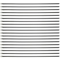 Metal Zip Ties Black 100Pcs 11.8 Inch 304 Stainless Steel Epoxy Coated Cable Tie for Machinery, Vehicles, Farms, Cables