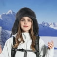 thumbnail image 2 of Xfvqtps Womens Trapper Hat Suede Plush Lining Fixed Buckle Fuzzy Thickened Windproof Coldproof Outdoor Warm Winter Hat Gray, 2 of 8