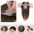 thumbnail image 6 of MY-LADY 100% Remy Human Hair Women Topper Hair Toppers Silk Base Hair Pieces Clip In Hair Topper with 3D Air Bangs 17 Colors 6inch #04 Medium Brown, 6 of 8