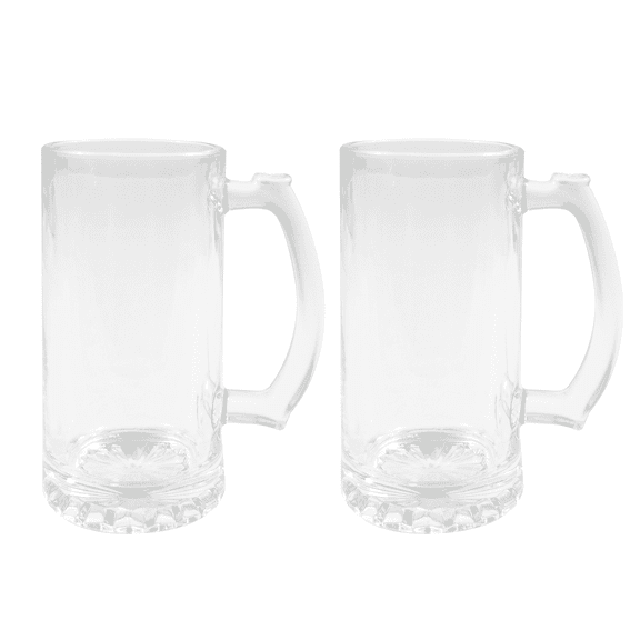 MR.R 16oz 2 Packs Sublimation Blanks Glass Clear Transparent Mug,Coffee Beer Mugs with Handle for Heat Thermal Coating Transfer (2 Count)