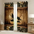 thumbnail image 2 of Homewish Safari Wolf Blackout Curtains Set of 2 (52x84 Each),Jungle Wildlife Window Curtains,Brown Green Curtains and Drapes For Boys Teens,Microfiber Bedroom Decor, 2 of 6