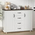 thumbnail image 5 of Jubilant 47" Farmhouse Sideboard Storage Cabinets with 2 Doors & 4 Drawers, Cabinet with Brown Top for Living Room, 5 of 9