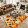 thumbnail image 3 of Area Rugs 5'x7', Orange Pumpkins Fall Carpet Runner Indoor Outdoor Rugs Home Decor Aesthetic, Vintage Sunflower Botanical Thanksgiving Non Slip Mats Washable Accent Rug for Living Room Bedroom, 3 of 8