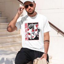 Anime Demon Slayer Shirt Mens Shirts Print T-Shirts Cosplay Shirts Fashion Casual Shirt White -Large
