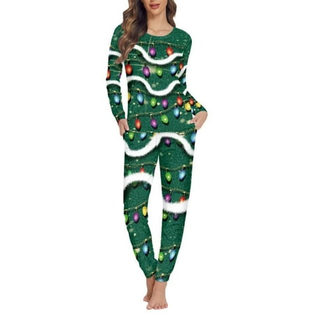 

STUOARTE Sleepwear for Women Pajama Set Christmas Variegated Lamp 2 Piece Pajamas Super Soft Durable Sweatpants with Pockets Lightweight Sleepshirts Size 3XL