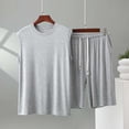 thumbnail image 5 of Men's 2 Piece Pajama Sets Cotton Sleeveless Tank Top Drawstring Elastic Waisted Shorts Summer Pjs Sleepwear (5XL, Khaki), 5 of 5