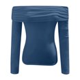 thumbnail image 4 of DuoJiaJ Women's Off Shoulder Tops Dressy Casual Slim Fit Long Sleeves Spring Fall Blouse Blue M, 4 of 4