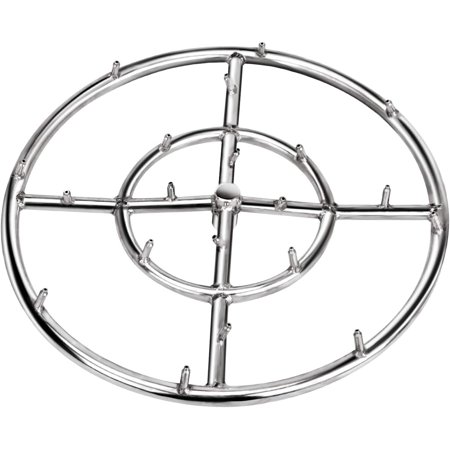 12 Inch High Flame Round Jet Burner Ring for Natural or Propane Gas Fire Pit, 304 Series Stainless Steel, Double Ring