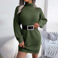 thumbnail image 5 of Herrnalise Women's Casual ButtonHigh Neck Long Sleeve Bottom Sweater Dress S-L, 5 of 7