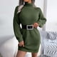 thumbnail image 5 of Vestido de suéter de fondo de manga larga con cuello alto y botones casuales de otoño e invierno para mujer Fridja  yut4735, 5 of 7
