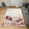 thumbnail image 2 of Flower Turkish Area Rug, Retro Floral Background Hibiscus Silhouettes Dramatic Romantic Nature Art, Soft Carpet for Living Room Decor with Distressed Look, 5.2' X 7.6', Chesnut Brown, by Ambesonne, 2 of 4
