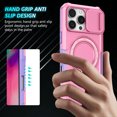 thumbnail image 3 of Dteck Magnetic Case for iPhone 16 Pro Max,Shockproof Silicone Case Compatible with MagSafe Slide Lens Protectio Ring Holder Kickstand Cover for iPhone 16 Pro Max,Pink, 3 of 10