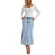thumbnail image 2 of FALDA MAXI DE DENIM PARA MUJERES INSPIRE CHIC, CINTURA ALTA, AJUSTE CASUAL Y ACAMPANADA, FALDA LARGA DE JEAN 2XL AZUL CLARO, 2 of 6
