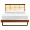 thumbnail image 5 of Modway Sidney Cane Rattan and Wood Queen Platform Bed with Angular Legs - Walnut, 5 of 9