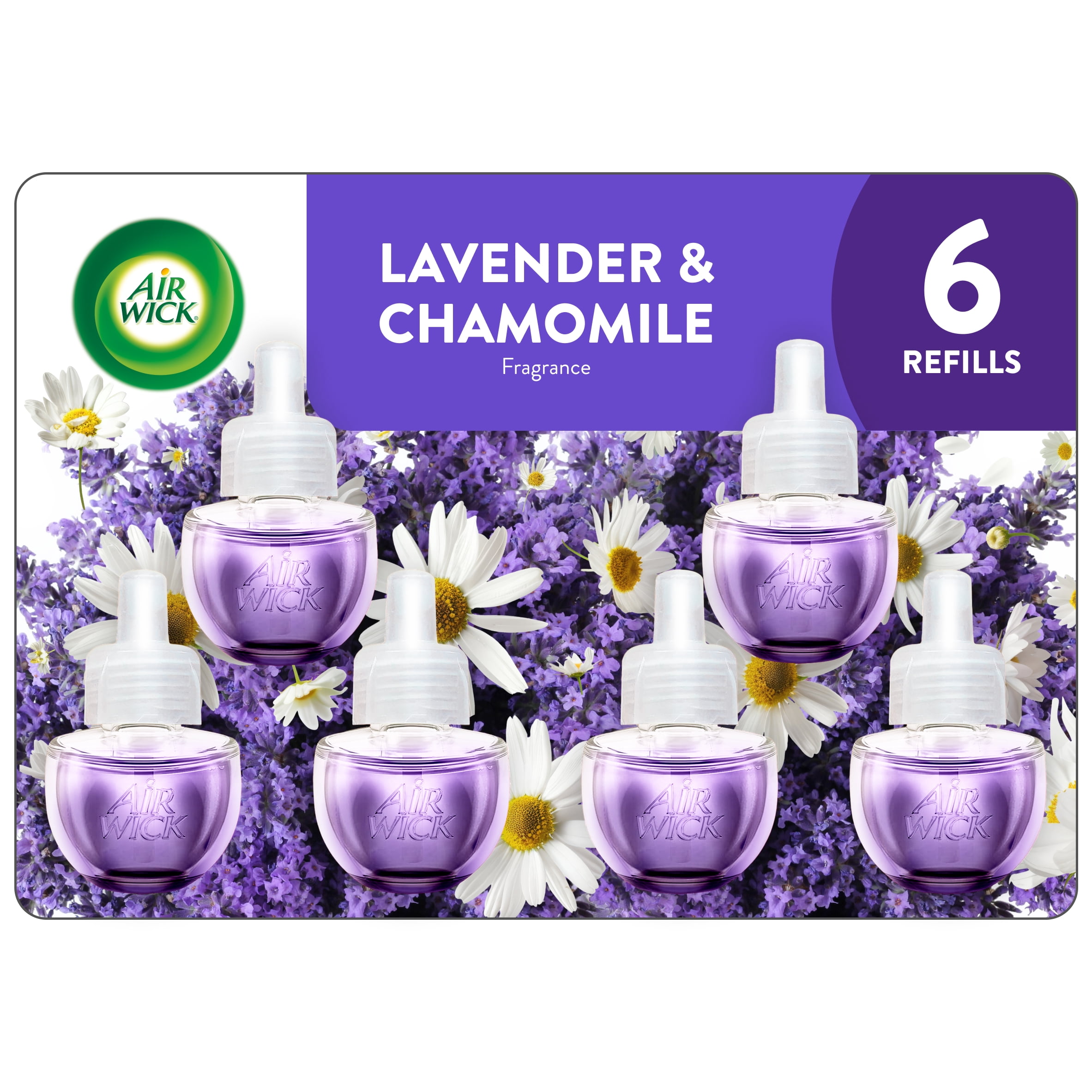 (4 pack) Air Wick Plug-In Scented Oil Refills, Lavender and Chamomile, 6 Count