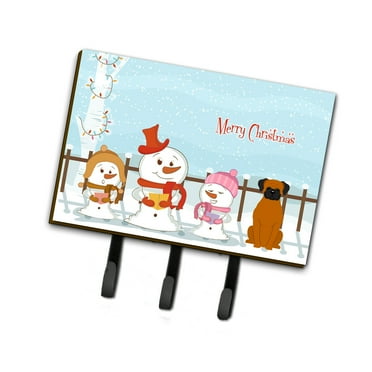 Merry Christmas Carolers Fawn Boxer Leash or Key Holder