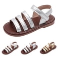thumbnail image 2 of Ruyang Toddler Girls Gladiator Sandals with Ankle Strap Open Toe Strappy Flats Rubber Sole Lightweight Dress Shoes, 2 of 9