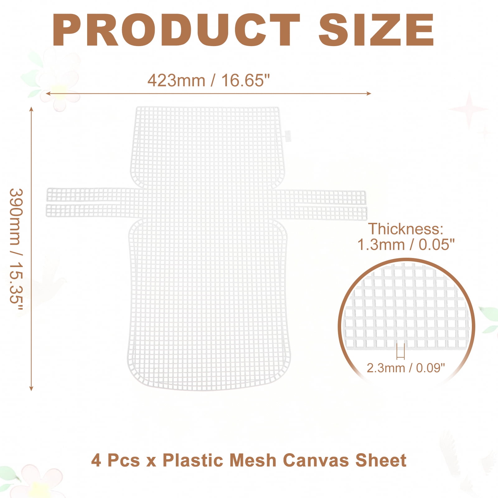 Uxcell 4 Pack Plastic Mesh Canvas Sheet, 16.7 x 15.4 Inch Plastic Mesh Sheet for Crochet  Purse Making, Blank Canvas for Embroidery, Crafting,  DIY Project, White