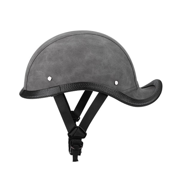 Gorra de béisbol de medio casco de motocicleta de estilo retro para casco de scooter de bicicleta ATV Gris