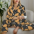 thumbnail image 6 of KLL Chicken Legs Print Women's Long Sleeve Pajamas with Pants Sleepwear Loungewear 2 Set-Large, 6 of 8