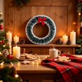 thumbnail image 2 of Frosted Tinsel Christmas Wreath with Snowy Tips for Window Door Decor, 2 of 6