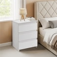 thumbnail image 1 of Yaheetech Table d'Appoint Verticale Moderne en Bois à 3 Tiroirs pour Chambre et Salon, Blanc, 1 of 7