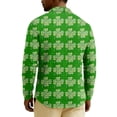 thumbnail image 6 of Men's St. Patrick's Day Shamrock Plaid Polo Collar Long Sleeve Pullover Top, 6 of 6