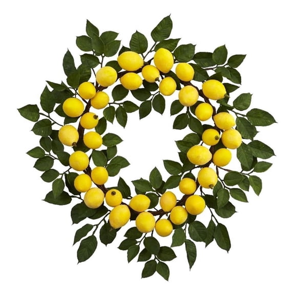 Nearly Natural 24" Lemon Wreath in Yellow
