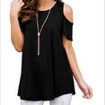 thumbnail image 2 of YouLoveIt Womens Cold Shoulder Short Sleeve Tunic Top Short Sleeve Clothing Round Neck Cold Shoulder Tee Shirt Blouse Plus Size Cold Shoulder Tee Shirt Blouse, 2 of 3