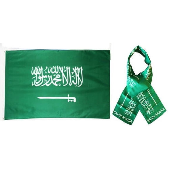 Wholesale Combo Set Saudi Arabia Country 3x5 3’x5’ Flag and 8"x60" Scarf