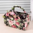 thumbnail image 3 of Yucurem Boho Fabric Storage Basket with Handles, Portable Quilted Baskets for Storages, Foldable Floral Laundry Organizer Bin for Home Picnic Shopping Travel, 8.66" x 4.72" x 4.72", 3 of 5