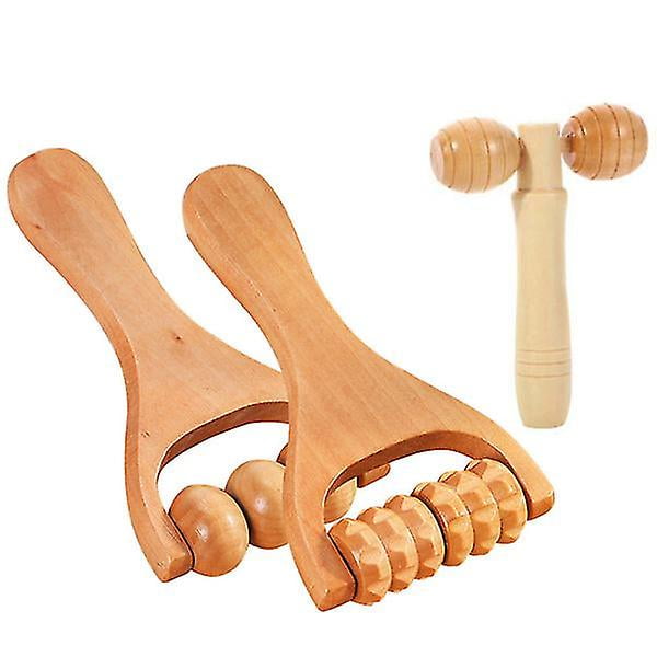 1 Set Facial Roller Massager Wood Roller Massager Foot Massage Tool DIY Massage Tool for Women