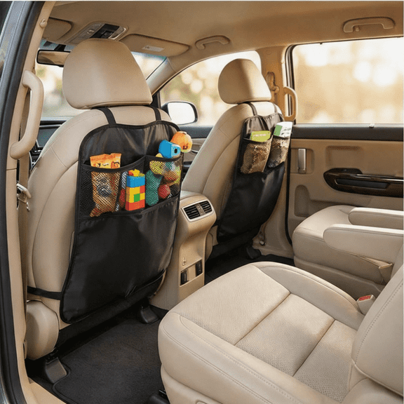 Kick Mats with Organizer - Back seat cover,2 Pack Back Seat Protector Seat Covers for Your Car, SUV, Minivan or Truck Seats - Universal Fit Automotive Interior Protectors