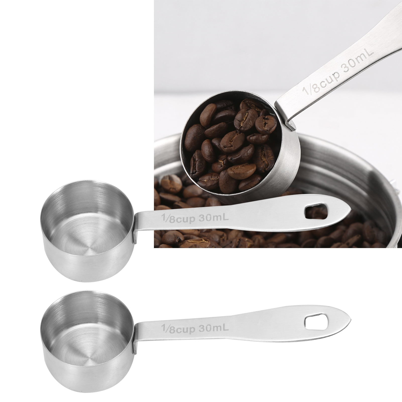 Cuillères à Café Long Manche En Inox – 2 Pièces, Mesure 30 Ml (1/8 Tasse) – Pour Café, Thé, épices