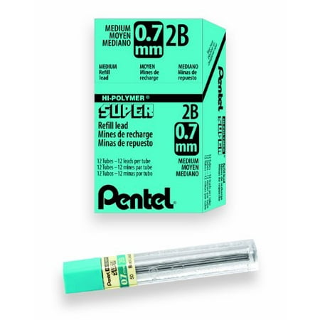 Pentel Super Hi-Polymer Lead Refill, 0.7mm Medium, 2B, 144 Pieces of Lead