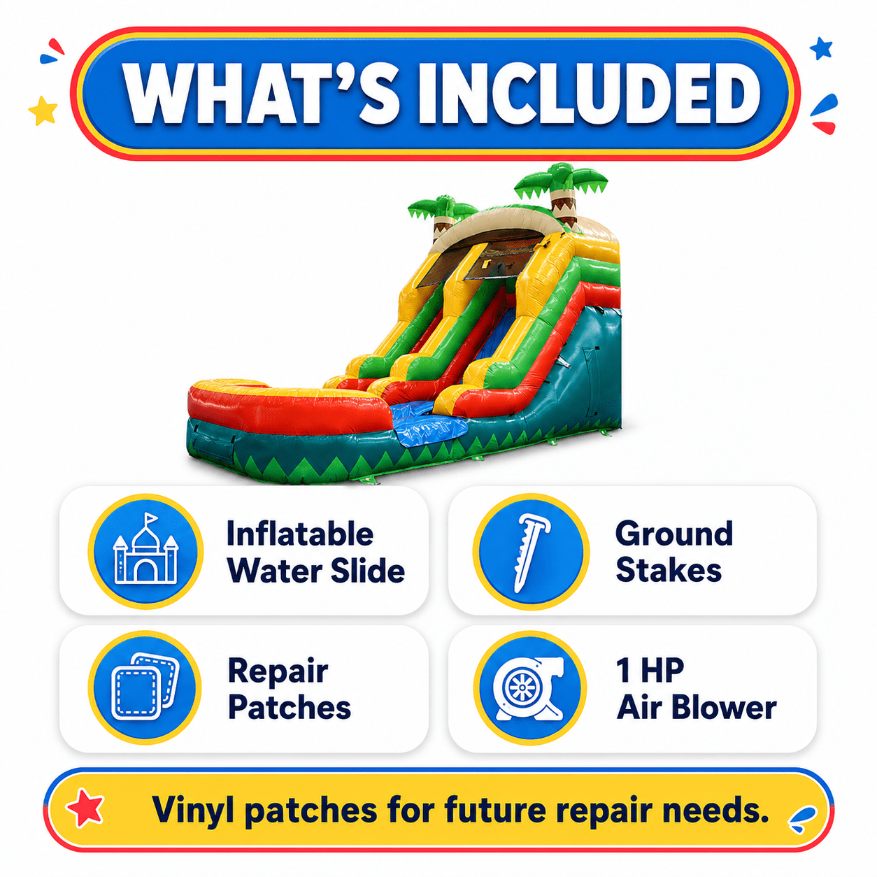 Rayocon Inflatable Water Slide with Blower, 20 x 10 x 13 ft Wet and Dry Dual Slide with Splash Pool for Kids Backyard Summer Play