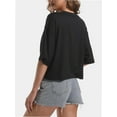 thumbnail image 6 of 3-pack Black Women's Comfy Basic Workout Gym Short Sleeve Crop Tops Casual Loose Oversized T-Shirts, 6 of 6