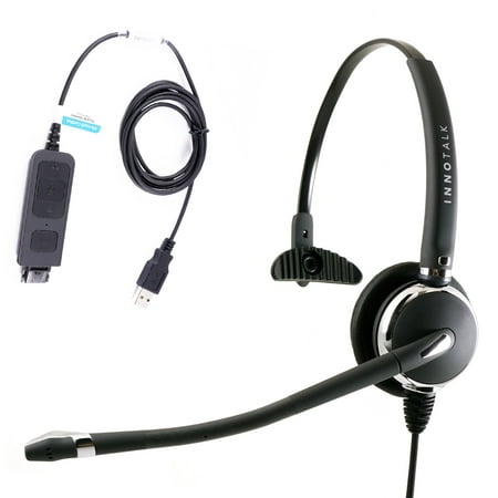 Best Noise cancelling Monaural Plug N Play USB Headset for MS Lync, Skype, 3CX, Bria X-Lite. Plantronics compatible quick
